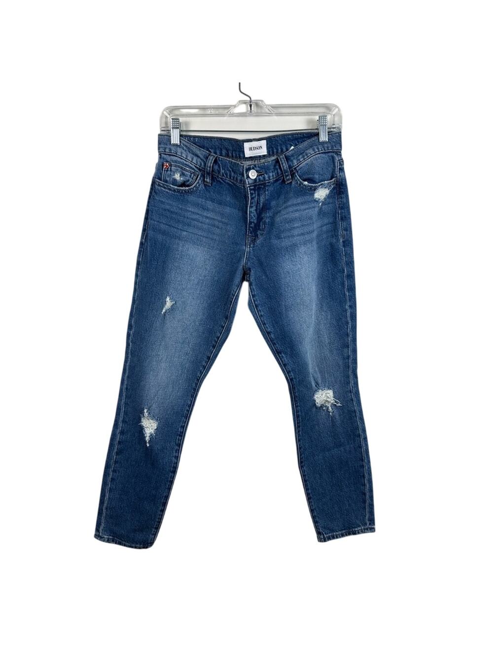 NWT HUDSON JEANS Krista Distressed Low Rise Stretch Skinny Ankle Jeans‎ FAWNE 28